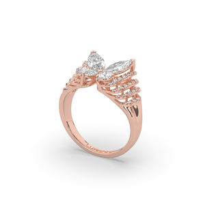 Bague de fiançailles de luxe en or massif 10K 14K avec diamant de laboratoire 2,18 carats taille marquise poire, coupe brillante, design unique et léger - Product Image 5