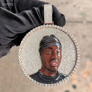 Pendentif Cercle Personnalisé de Luxe en Moissanite Hip Hop avec Photo, Certifié Testeur de Diamant, en Argent 925, pour Photos Personnalisées - Product Image 1