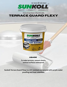 Revêtement d'étanchéité liquide acrylique SUNKOLL Terrace Guard Flexy, application au pinceau, fini mat, pour la protection des toits de bâtiments - Product Image 2
