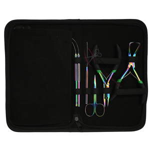 Rainbow Stylist Hair Extension Kit with Hair Tools Micro Bead Remover 2 Hole Crimper <b>Pulling</b> Hook and Non Slip Sectioning Clips - Product Image 5