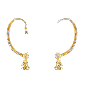Ananya Gold-Plated CZ Feather Ear Cuffs-Brass Jewelry with Zircon Pearl & Diamond Accents for Party & Gift - Product Image 1