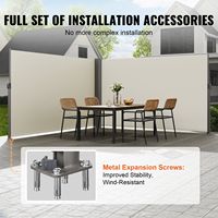 Auvent latéral rétractable en aluminium beige 71x236 pouces, résistant à la rouille, écran de protection contre le vent pour patio, montage mural manuel