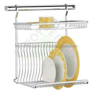 Estante escurridor de metal compacto de dos niveles, ideal para apartamentos, que ofrece almacenamiento organizado para utensilios y artículos de cocina - Product Image 1