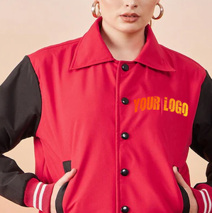 Women's Casual Leather Varsity Jacket Standing Collar Knitted Plain Dyed Breathable Windproof Winter Custom Logo High Quality - Product Image 6