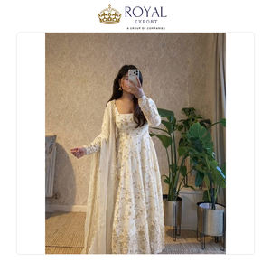 ผู้จัดจำหน่ายมืออาชีพจำหน่ายชุดอานาร์กาลีผ้าไหมแฟนดี้คุณภาพสูงพร้อมลูกไม้แฟนซีและกางเกงผ้าฝ้ายไมโครเนื้อหนา - Product Image 2