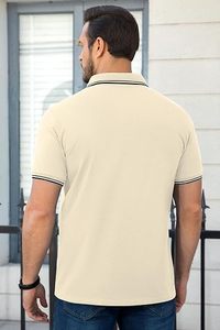 Polo à manches courtes pour homme, décontracté, en coton, avec poche - Product Image 2