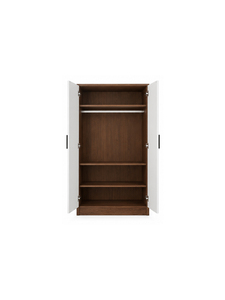 Modern Minimalist Solid Wood Wardrobe Hinged <b>Doors</b> Wood <b>Handles</b> Freestanding Bedroom Furniture Living Room Workshop Flat Panel - Product Image 4