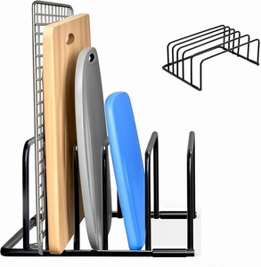 Organizador de Cocina Moderno de Metal Plateado con 9 Ranuras para Tapas de Ollas, Sartenes y Tablas de Cortar, Ecológico - Product Image 2