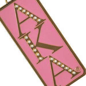 20 Pearls <b>Plate</b> Fob Pink & Gold Keychain with AKA Letter Design Handbag Charm Key <b>Ring</b> Fashion Accessory Gift for Everyday Carry - Product Image 6