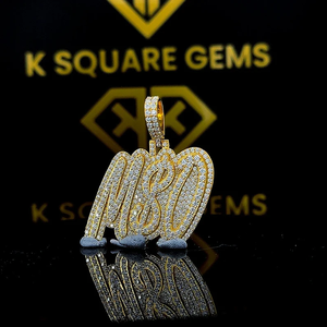 Pendentif Lettre Personnalisée Moissanite Qualité VVS Bijoux Hip Hop Plaqué Or Jaune Argent Sterling 925 2-4 Pouces Enfants Hommes Luxe - Product Image 3
