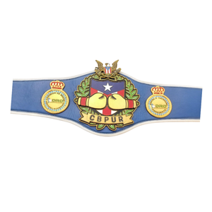 CBPUR <b>Boxing</b> Championship Belt Blue Leather Design with Golden <b>Boxing</b> Gloves and Puerto Rico Crest - Product Image 6