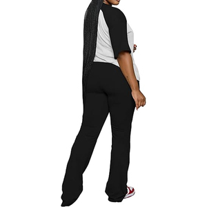 Women Comfortable Matching Outfit Loose Fit Short Sleeve Drawstring T Shirt <b>Pants</b> Casual for Wear <b>Summer</b> Set - Product Image 3