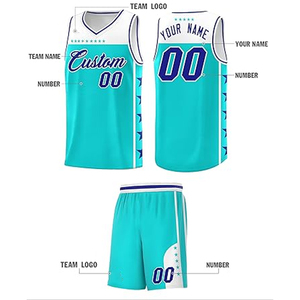 ชุดยูนิฟอร์มบาสเก็ตบอลแบบกำหนดเอง ชุดเสื้อเจอร์ซีย์พิมพ์ลายดิจิตอล กางเกงขาสั้น ชุดโลโก้แบบกำหนดเอง ชื่อ หมายเลข ชุดกีฬาฝึกซ้อมวิทยาลัย คอวี แขนกุด - Product Image 2