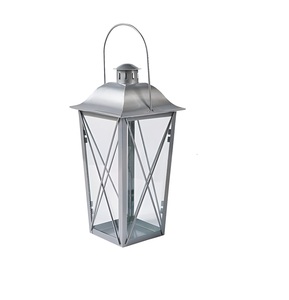 Classic Luxury Hanging Square shape Home Decor Galvanised Metal Candle <b>Lantern</b> With <b>Silver</b> Color Finished for Home & Garden - Product Image 3