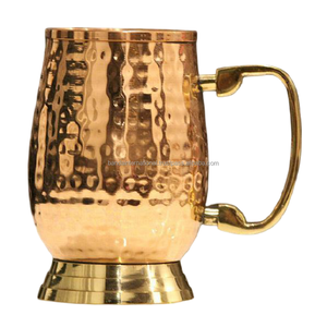 Mug en cuivre martelé de qualité supérieure avec poignée et finition polie, idéal pour la boisson et l'utilisation en cuisine, anti-fuite. - Product Image 4