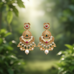 Jewelemarket Heritage <b>Dangle</b> <b>Earrings</b> with Pota Stone and Pearl Fashion Accessory 10575438PGR - Product Image 3