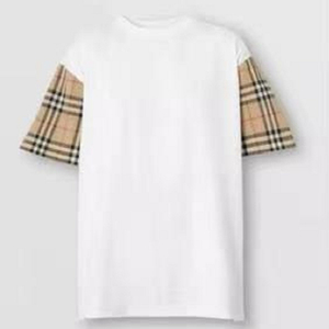 Camiseta Casual de Manga Corta para Hombre, Blanca a Cuadros, Cuello Redondo, Corte Regular, Tejido de Tela, Diseño con Ribete en Contraste - Product Image 1