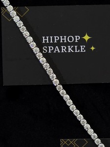 Classic Iced Out 925 <b>Sterling</b> <b>Silver</b> Round Diamond Tennis <b>Bracelet</b> Hip Hop Bling Jewelry <b>For</b> <b>Men</b> Women Sparkles Wholesale Charms - Product Image 3