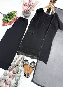 Collection Prête-à-Porter de Salwar Kameez pour Femmes, pour Mariage, Diwali et Soirées de Lancement, avec Pantalon et Dupatta, en Faux Georgette et Perles Lourdes - Product Image 4