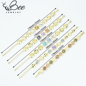 Pulsera de Cristal Colorida de Moda, Chapada en Oro de 14k, Cristal de Colores Hecho a Mano, Pulsera de Cadena Personalizada para Mujer - Product Image 5