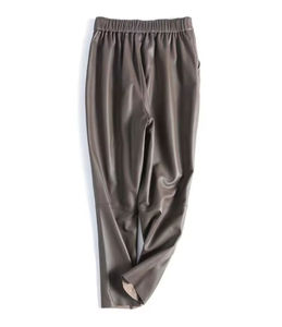 <b>Women's</b> <b>Black</b> PU Leather Look Flat Front High Waist Slim Fit Skinny Butt Lifting Stonewashed <b>Trousers</b> - Product Image 4