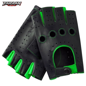Guantes de Conducción de Cuero Genuino para Hombre, Hechos a Mano, Perforados, con Correa de Muñeca Ajustable, al por Mayor - Product Image 1