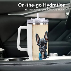 Vaso de Acero Inoxidable de 40oz con Diseño de Bulldog Francés para Degustación de Vinos y Recorridos por Viñedos - Product Image 3