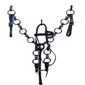 Selle de cheval en cuir de style western personnalisée avec collier de poitrage et têtière, équipement équestre durable, prêt à être expédié - Product Image 1