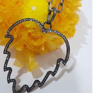 Colgante Vintage en Forma de Árbol Zig-Zag de Plata de Ley 925 con Diamantes Naturales Engastados, Bañado en Rodio Negro, Tamaño 45x38MM, Ideal para Bodas - Product Image 3