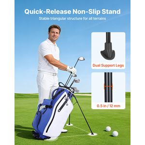 Borsa da golf con divisorio superiore a 7 scomparti, maniglie, doppie gambe di supporto e tasca portaoggetti, stand bag per mazze - Product Image 4