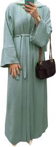 ชุดอาบายะห์แบบแม็กซี่สไตล์แฟชั่นเรียบง่ายสไตล์ตุรกีสำหรับชาวมุสลิม  คอลเลคชั่นสำหรับเทศกาลอีดและรอมฎอน ผลิตจากโพลีเอสเตอร์  รับตัดเย็บตามสั่ง - Product Image 4