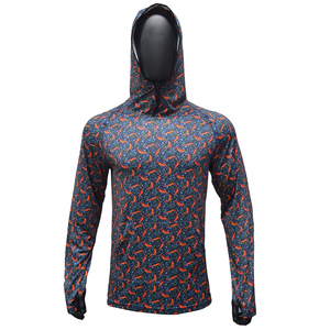 เสื้อฮู้ดตกปลาสำหรับผู้ชาย ผ้าโพลีเอสเตอร์ 100% ป้องกันแสงแดด UPF 50+ น้ำหนักเบา พร้อมหน้ากากในตัว - Product Image 1