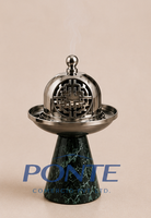 Brûleur d'encens en laiton avec base en marbre vert, support moderne découpé au laser pour Bakhoor et Dhoop Dani, écologique, pour aromathérapie printanière à domicile