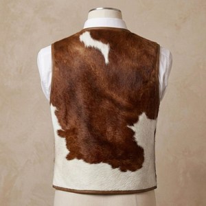 Fashion Circle Industry Herren-Weste aus echtem Leder mit Fell, mit einem Knopf, kragenlos, lässig, wasserdicht, winddicht, Winteroberbekleidung - Product Image 5