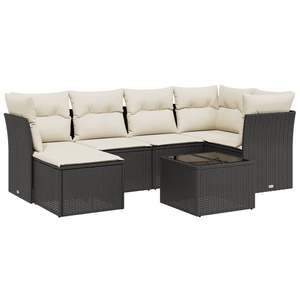 Conjunto de Sofá de Jardín de Ratán Sintético Negro con Vidrio Templado y Acero, Muebles Duraderos para Exteriores - Product Image 2