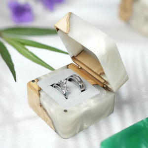 Luxury High Quality Wooden Resin <b>Ring</b> <b>Box</b> Handmade European Style Sustainable <b>Proposal</b> <b>Ring</b> Case for Special Occasions - Product Image 3