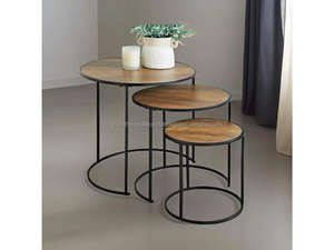 Mesa de Centro de Metal de Primera Calidad con Tapa de Madera |   Mesa de Centro Industrial |   Mesa de Centro Moderna para Sala de Estar - Product Image 3