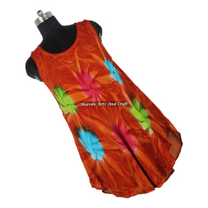 Robe parapluie en rayonne pour femme, style indien, motif tie-dye coloré, tenue de plage - Product Image 3