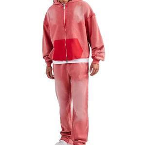 Custom Women's Acid Washed Heavyweight Sweatsuits 100% Cotton Windproof Oversized Hoodies and <b>Sweatpants</b> <b>Sets</b> embroidery logo - Product Image 4