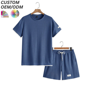 Conjuntos de Camisetas de Cuello Redondo para Hombre, Tejidas, Transpirables, Estilo Urbano, de Algodón Casual para Verano, con Logotipo Personalizado Impreso en Serigrafía, OEM - Product Image 4