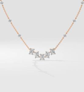 Collar de Oro Rosa de 18K con Diamantes Naturales de Corte Brillante Redondo, Moderno, Unisex, para Uso Diario - Product Image 1