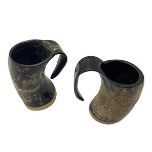 Mug en corne de buffle artisanal de style viking, qualité supérieure FAIZA CRAFT, pour bière, ale et miad. - Product Image 4