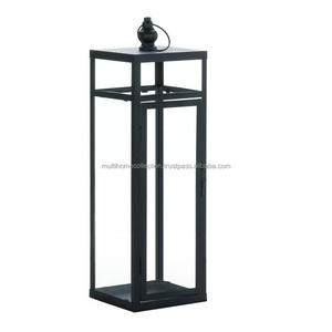 Linterna Rectangular con revestimiento negro para decoración colgante, balcón, vestíbulo, césped, diseño de vidrio metálico, linterna clásica T-Light hecha en la India - Product Image 1