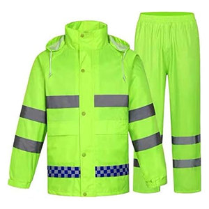 Orange Reflective Rain Suit With Hood And Safety Stripes Workwear For Outdoor Use - Product Image 6
