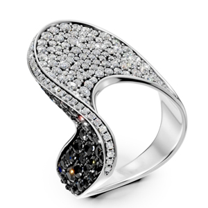 Bague de cocktail géométrique avec diamant noir en argent 925 pour femme, luxe, à porter au quotidien - Product Image 4