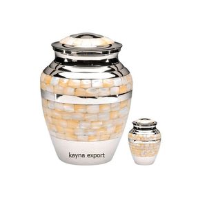 Urna de cremación para adultos con acabado de resina blanca de metal artesanal para cenizas humanas urna de fantasía con acabado de esmalte blanco de diseñador - Product Image 5