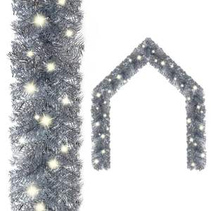33 ft Silver <b>Christmas</b> <b>Garland</b> <b>with</b> LED <b>Lights</b> Festive Wreath Decorations - Product Image 1