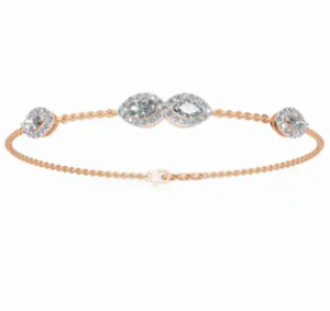 Cartimandua Marquise Diamond Chain Bracelet 9kt 14kt 18kt Yellow <b>Rose</b> White <b>Gold</b> 0.794 Carat 59 Natural Diamonds Fine Jewelry - Product Image 3