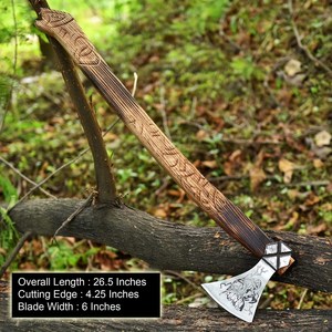 Hache de camping Viking forgée à la main, hache nordique, tête en acier artisanale, manche personnalisé, outil de survie pour le bushcraft, OEM ODM, vente en gros - Product Image 3