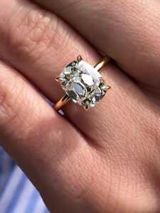 Bague de fiançailles solitaire moderne en or massif 14K 18K avec diamant de laboratoire taille coussin 'Old Mine Cut' de 3 carats, bijoux de demande en mariage, prix d'usine - Product Image 3